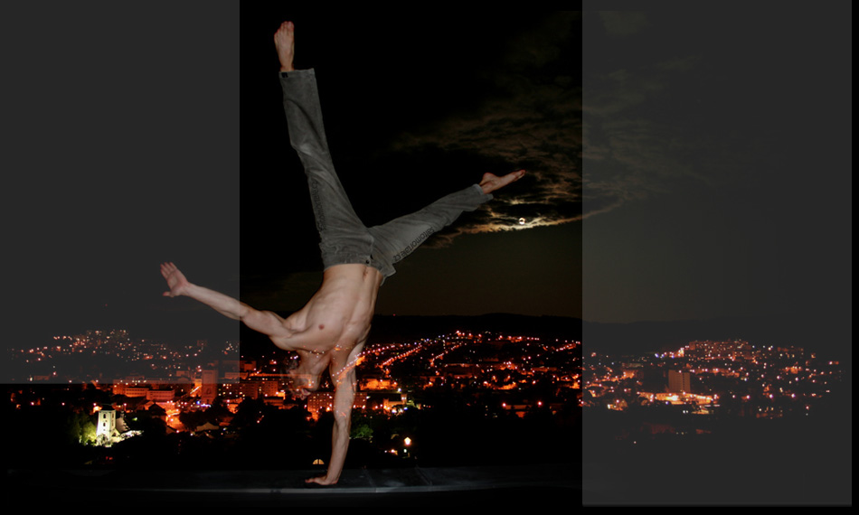 Tom Rydval - one-hand cartwheel on the edge of a roof
