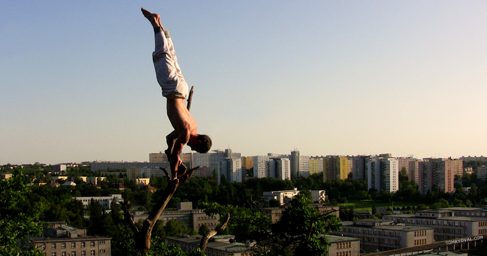 Handstand in treetops, Prague